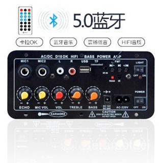 Digital Bluetooth Stereo Amplifier Board Subwoofer Dual Microphone Karaoke