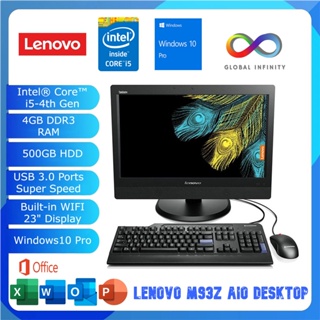 (Refurbished AIO Desktop) Lenovo ThinkCentre M93z All In One PC | 23” inches Display | i5 -4th Gen | WiFi | Windows 10