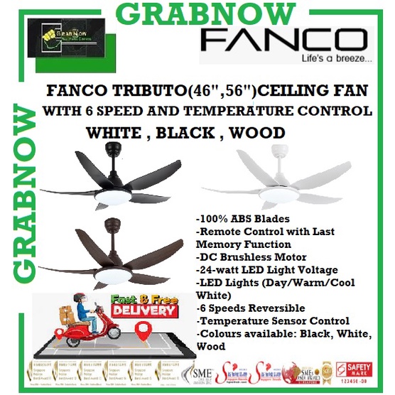 FANCO TRIBUTO CEILING FAN With Remote Control with Last Memory Function