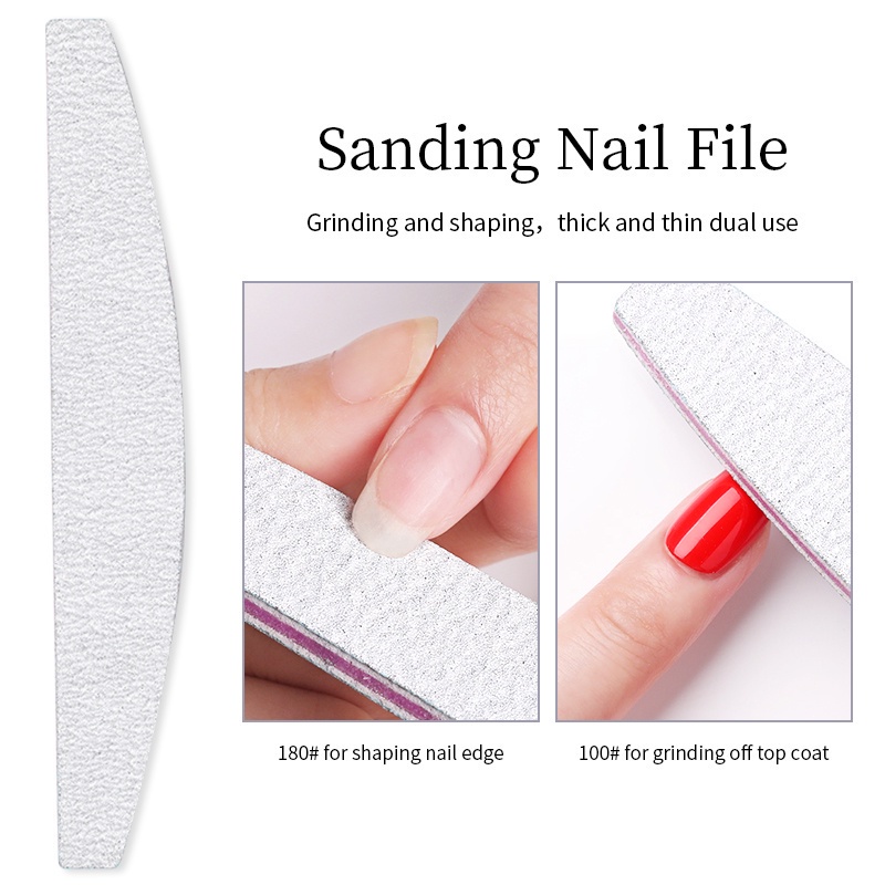 Grinding Sanding Nail File Buffing Half-moon Shape Stick 100/180 | Shopee  Singapore