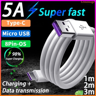 5A Super Fast Charging Cable Fast Cable Compatible For Iphone Android Micro Usb Type-C Flash Data Cable Micro Usb Cable