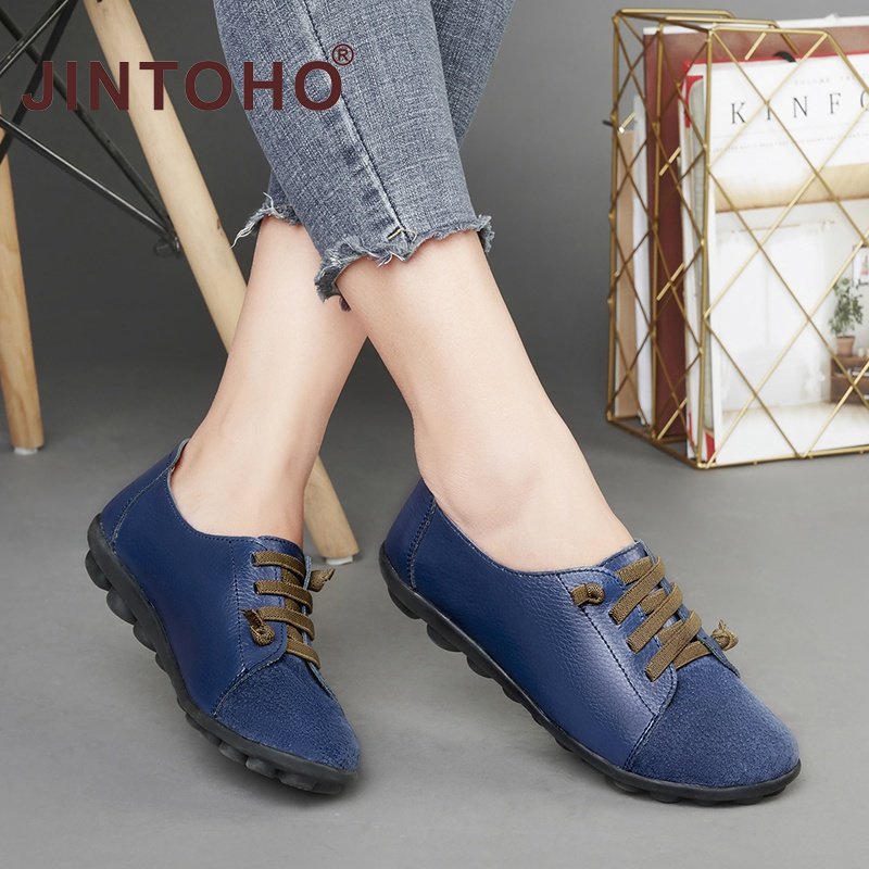 Image of 【JINTOHO】Size 35-42 Women Flat Shoes Vintage Suede Pointed Shoes Light Comfort Lace-up Casual Walking Shoe #8