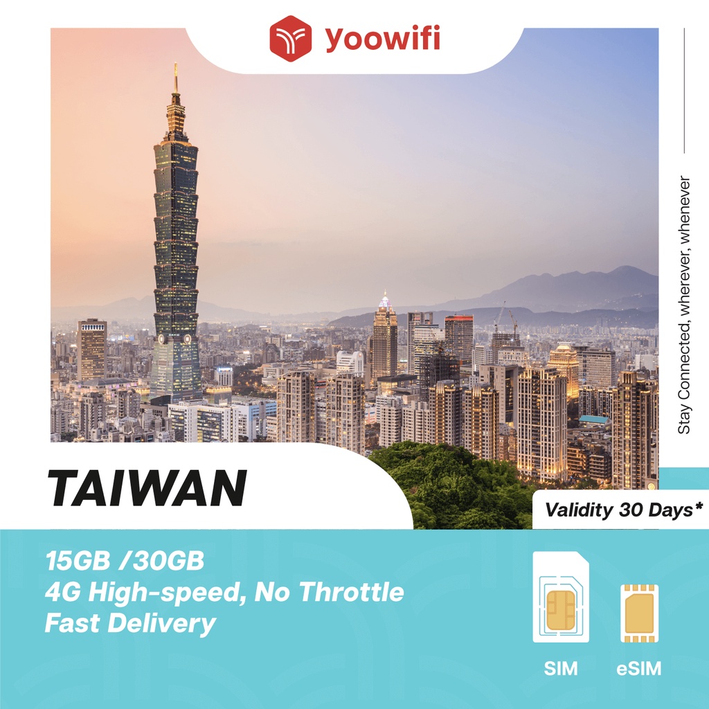 [Yoowifi] Taiwan Travel SIM & eSIM 15GB/30GB 4G LTE High-speed | no trottle | hotspot | no restrictions on apps