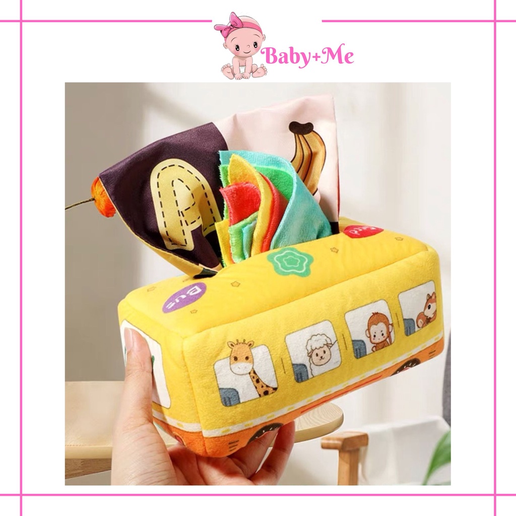 Sensory Pull Toddler Infant Baby Colorful Baby Tissue Box Toy