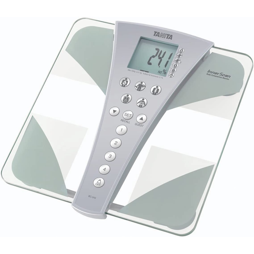TANITA BC543 Easy To Use Glass BIA Body Composition Scale 9 Measurements White (BC543) Shopee