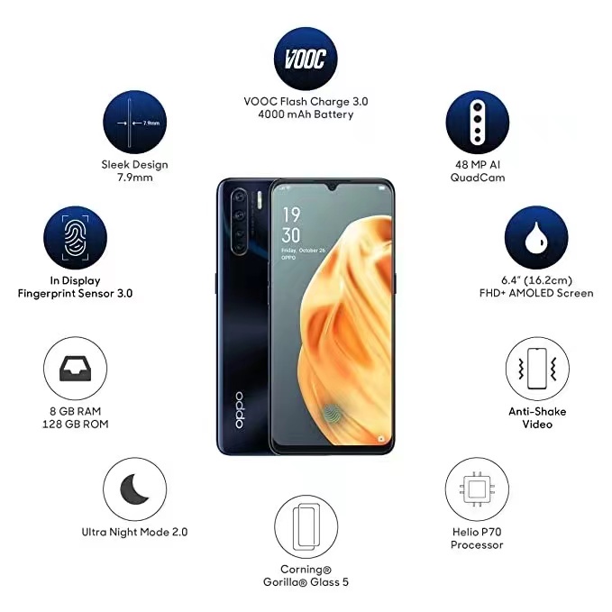 Oppo A91 8GB Ram + 256GB Rom 6.4 inch 48MP Quad Camera LTE (New) With 1 Year Warranty Original SmartPhones