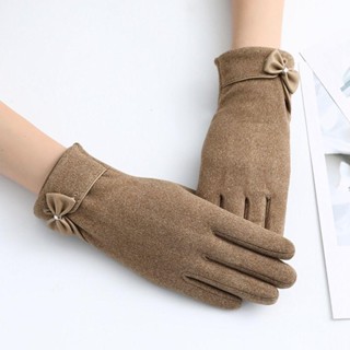 gloves with a bow
