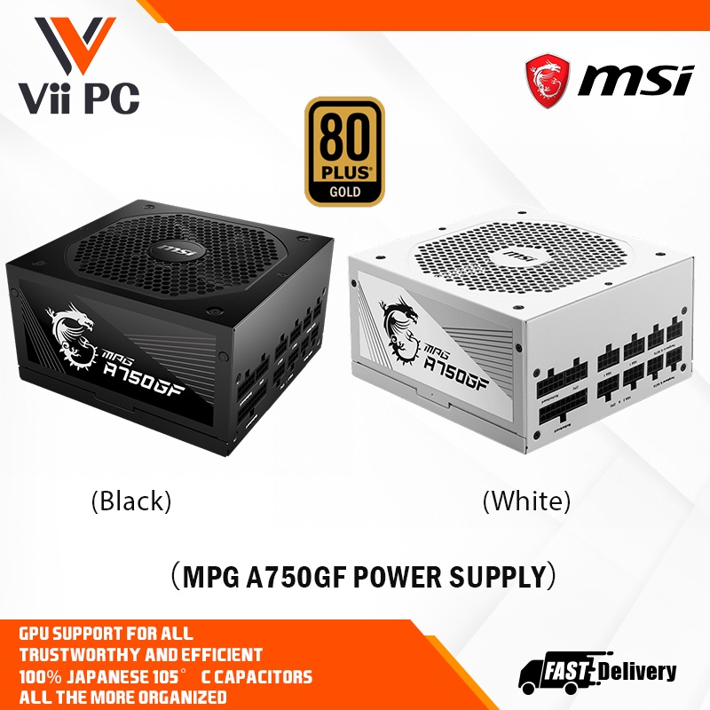 MSI MPG A750GF 750W/80Plus Gold/Full Modular/Flat Cables/100 Jap