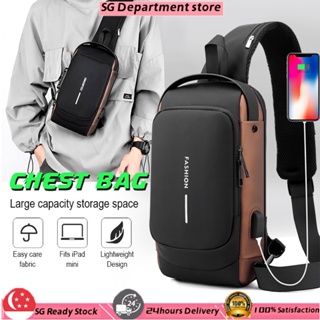 (free gift) Chest Bag Men Anti-theft Men's Crossbody Bag with USB Charging Waterproof Shoulder Sports Waist Leisure Bags
