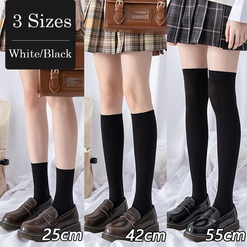 JK Over Knee Socks Women Basic Classic Versatile Black White Long and ...