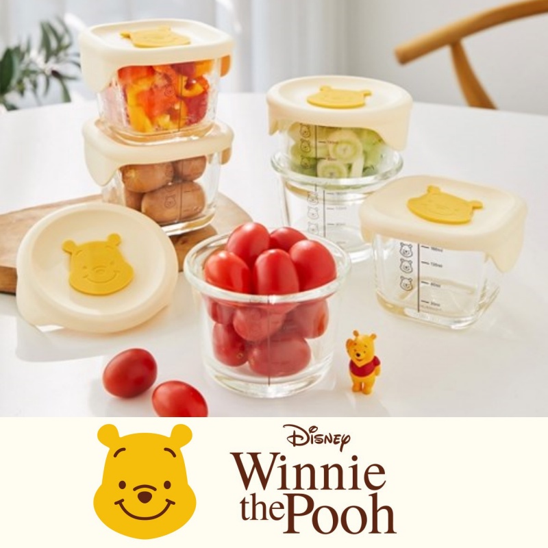 Disney Winnie the Pooh Glass Food Storage with Steam Hole 230ml 3P SET