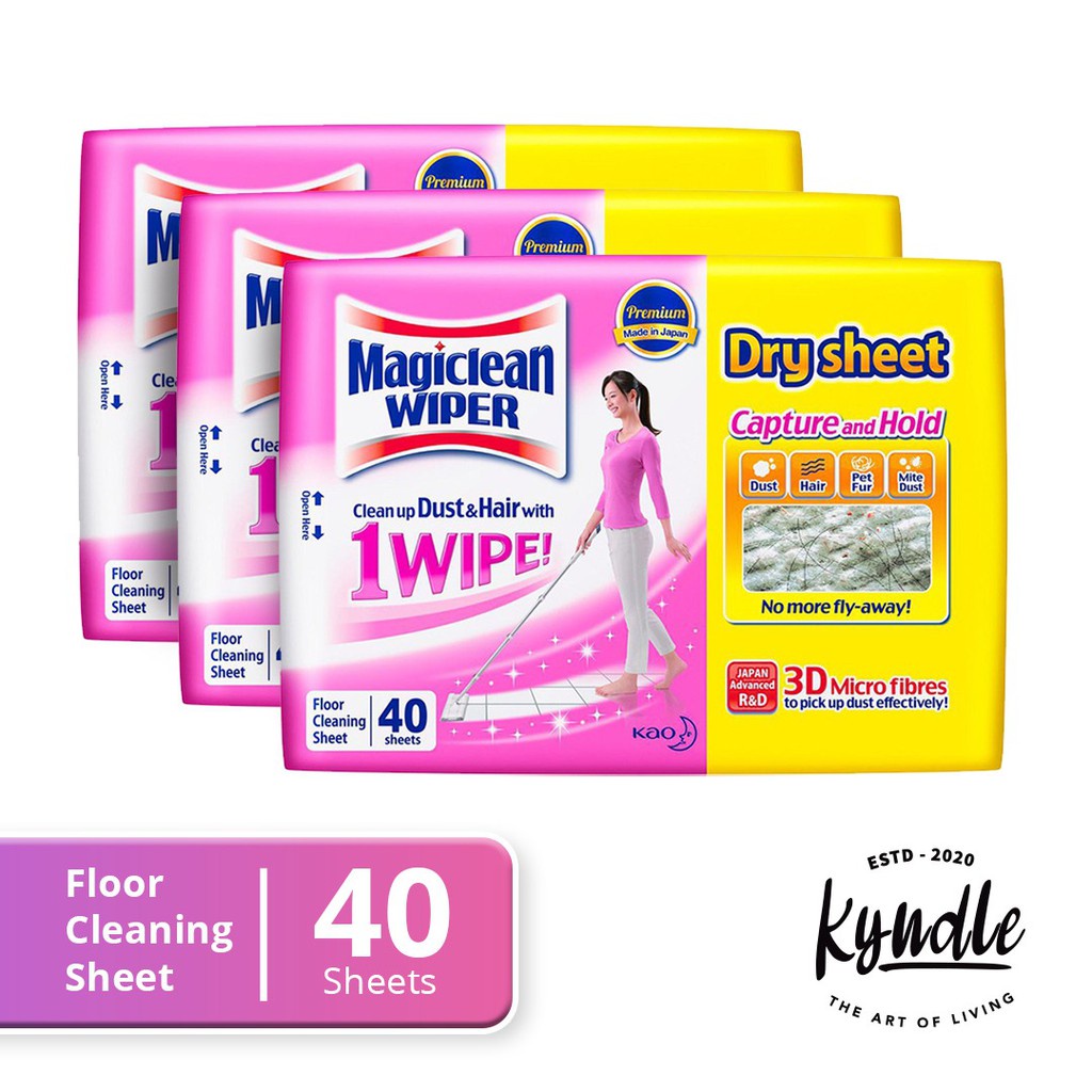 40 Sheets Value Pack Kao Magiclean Wiper Dry Sheets 40s/Wet Sheets 10s