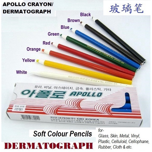 APOLLO DERMATOGRAPH PENCIL 12'S/BOX/Dermatograph Colour Pencil Crayon ...