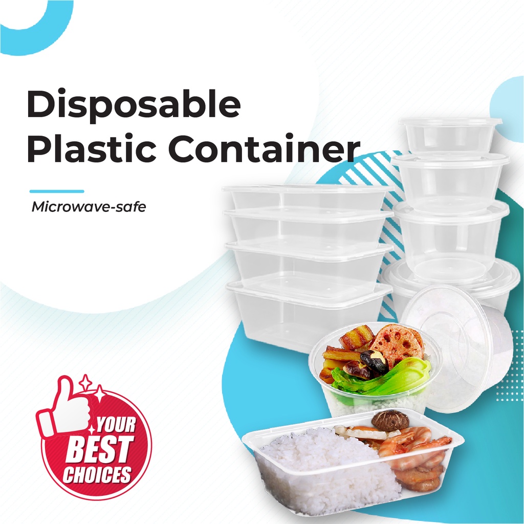 Disposable Plastic PP Food Container (Microwave Safe) Shopee Singapore
