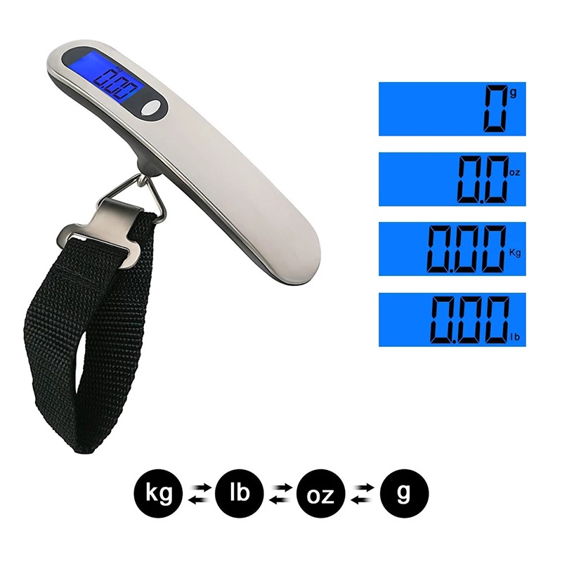 KIPRUN LCD Digital Luggage Scale 50kg Portable Electronic Scale Weight Balance Suitcase Travel Bag Hanging Steelyard Hook Fishing Scale