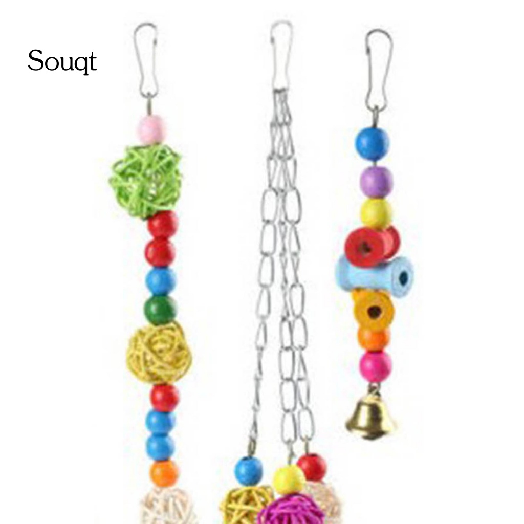 Souqt 8Pcs/Set Easy-hanging Parrot Cage Toys for Indoor Fun Swing Sepak Takraw Pet Parrot Toy Portable