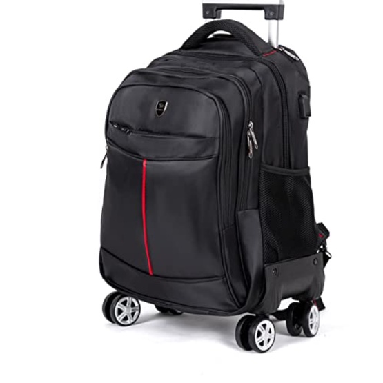 Men Rolling Backpack with 4 Wheels 20 inch Spinner Suitcase Waterproof