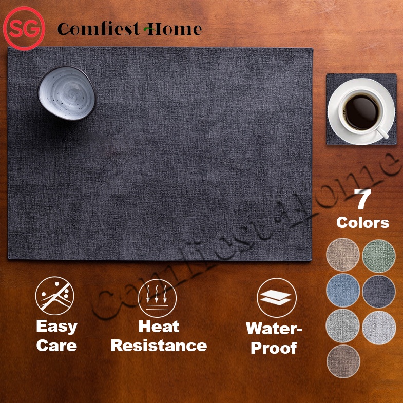 [SG Stock/Flat Packaging]Leather Waterproof Placemat Coaster,Table Mat