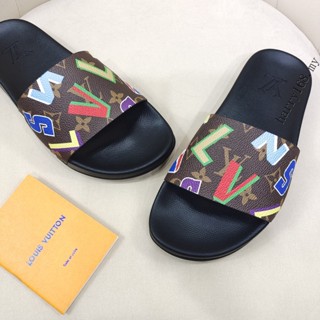 L~V LOUIS men's women's leather slides sandals beach shoes size36-46 SG558 #4