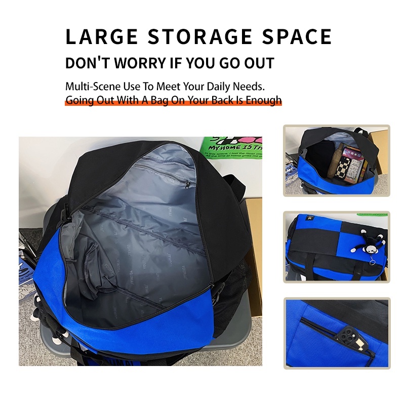 With Shoe Storage Travel Duffel Bag Korean Fashion Luggage Duffle Bag Hand Carry Large Capacity Weekender Bag Casual Waterproof Dry Wet Item Separation Gym Bag For Men Suitable for crossbody shoulder
