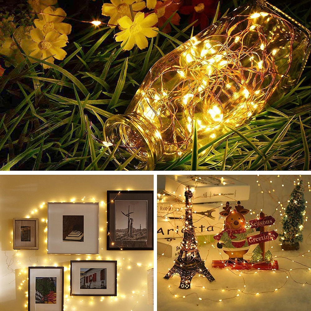 1M 2M 3M 5M LEDs Fairy Lights / Battery Powered (CR2032) Copper Wire Starry Fairy Lights / Indoor Outdoor Waterproof String Lights / Decoration Night Light Perfect For Bedroom,Christmas,Ramadan,New Year,Parties,Wedding,Birthday,Kids Room,Patio,Window