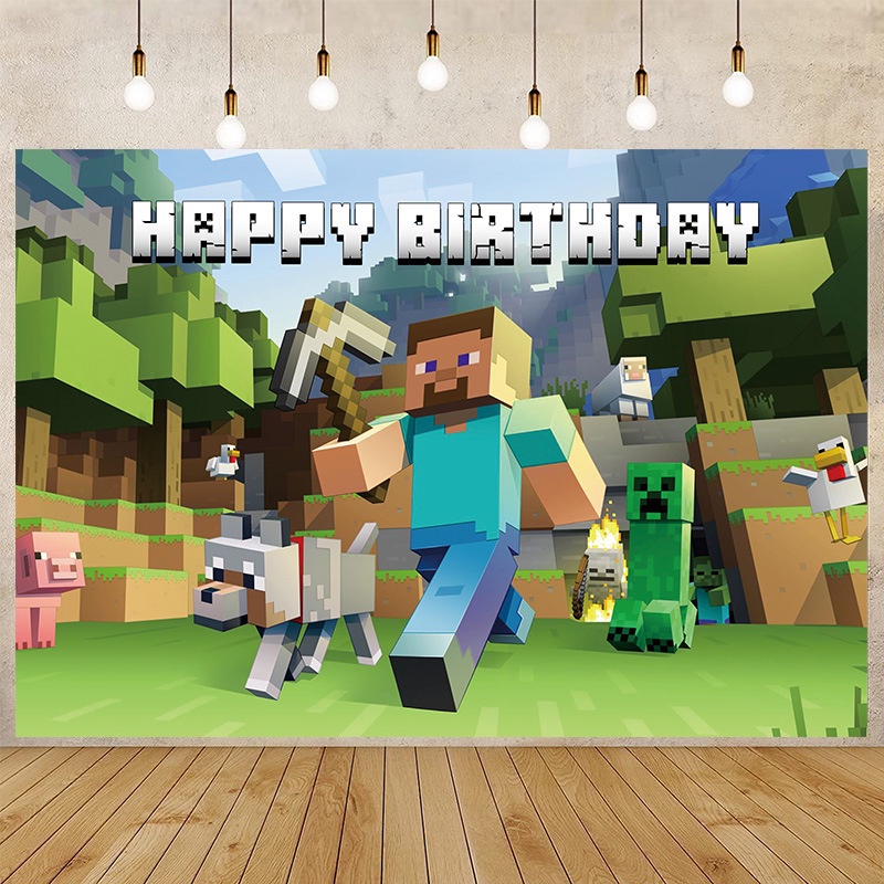 [SG] Minecraft Backdrop Photography Birthday Banner Supplies for Baby ...