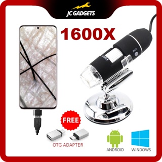 3 In 1 HD 1600X 2MP Zoom Digital Microscope 8 LED Micro USB Type-c Digital Handheld Magnifier Endoscope Camera