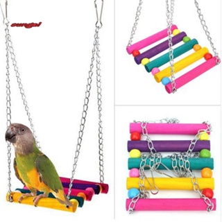 SUN_ 8Pcs/Set Eco-friendly Parrot Chewing Toys Cage Accessories Sepak Takraw Swing Ladder Parrot Toy Multi-color #1