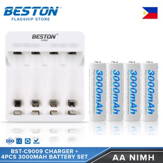 Beston SET BST-C9009 Charger + AA/AAA Rechargeable Battery 1.2V NiMH 3000mAH 1300mAH Beston Battery