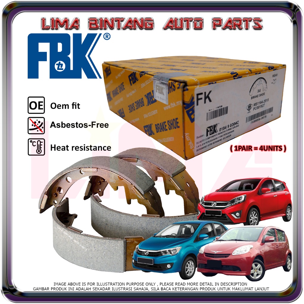 Perodua Myvi Old , Axia , Bezza Rear Brake Drum Shoe , Brake Lining ...