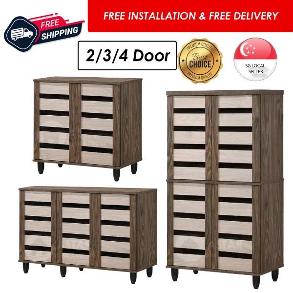 Furniture Amart 2 DOOR WOODEN SHOE 3 DOOR SHOE RACK 3 DOOR TALL