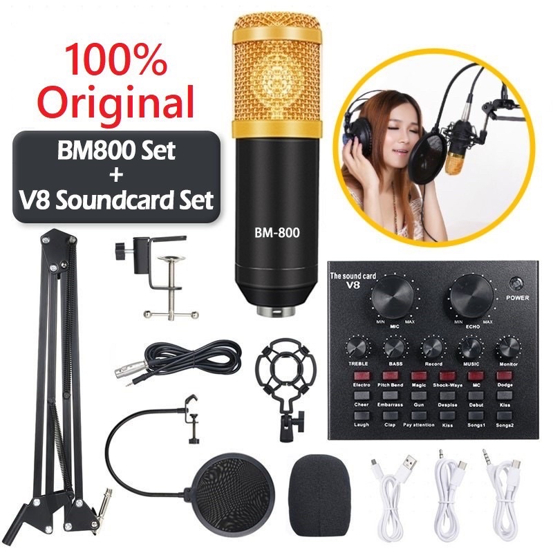 Local Ready Stocks BM 800 Condenser Microphone Sound Recording For Radio Broad cast Singing KTV Karaoke Live broadcast