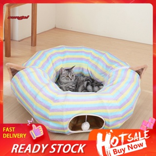 SUN_ Foldable Cat Tunnel Cat Supplies Cat Tunnel House Warm Bed Print Design #0