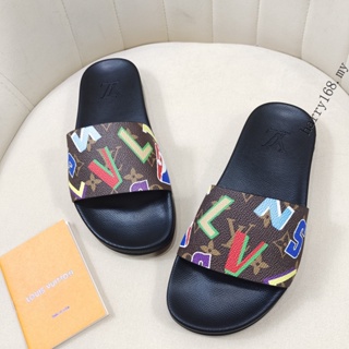 L~V LOUIS men's women's leather slides sandals beach shoes size36-46 SG558 #0