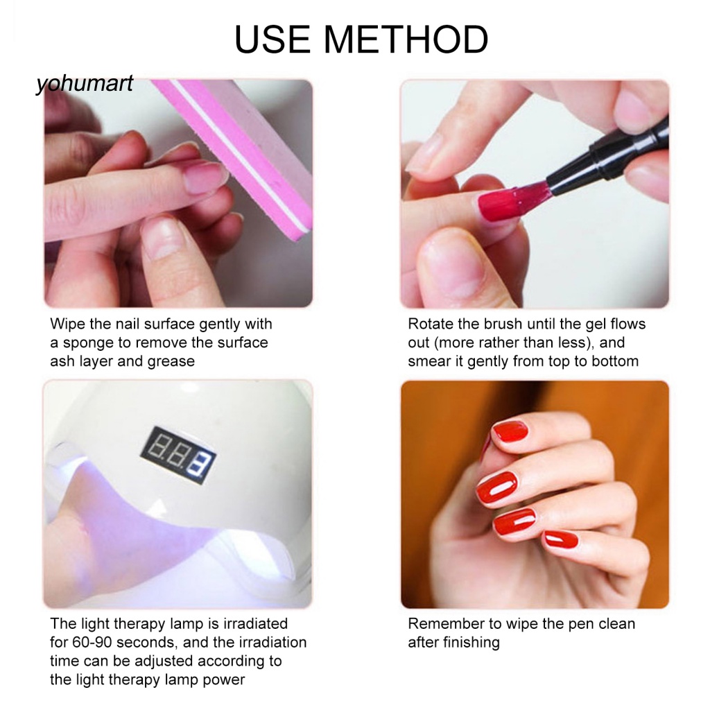<yohumart> Easy to Carry Nail Gel Pen for Manicure Store One-Step Nail Art Gel Polish Pen Nail Varnish Stunning Visual Effect