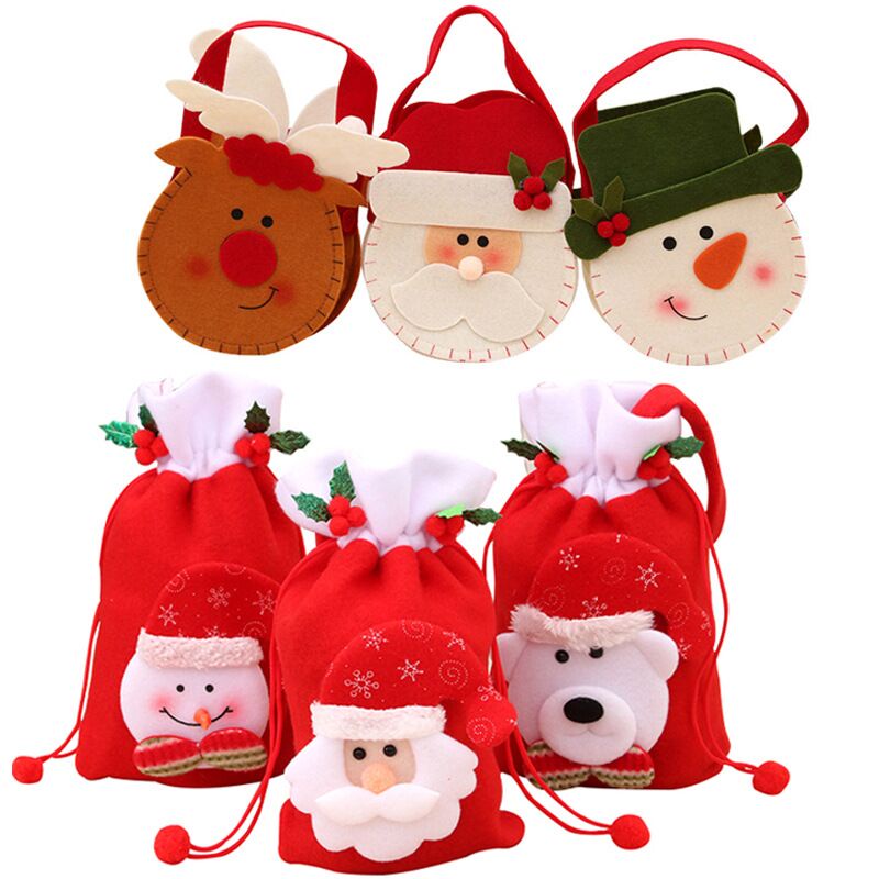 Christmas Santa Sack Kids Xmas Cookie Candy Packing Bags Stocking Bag 