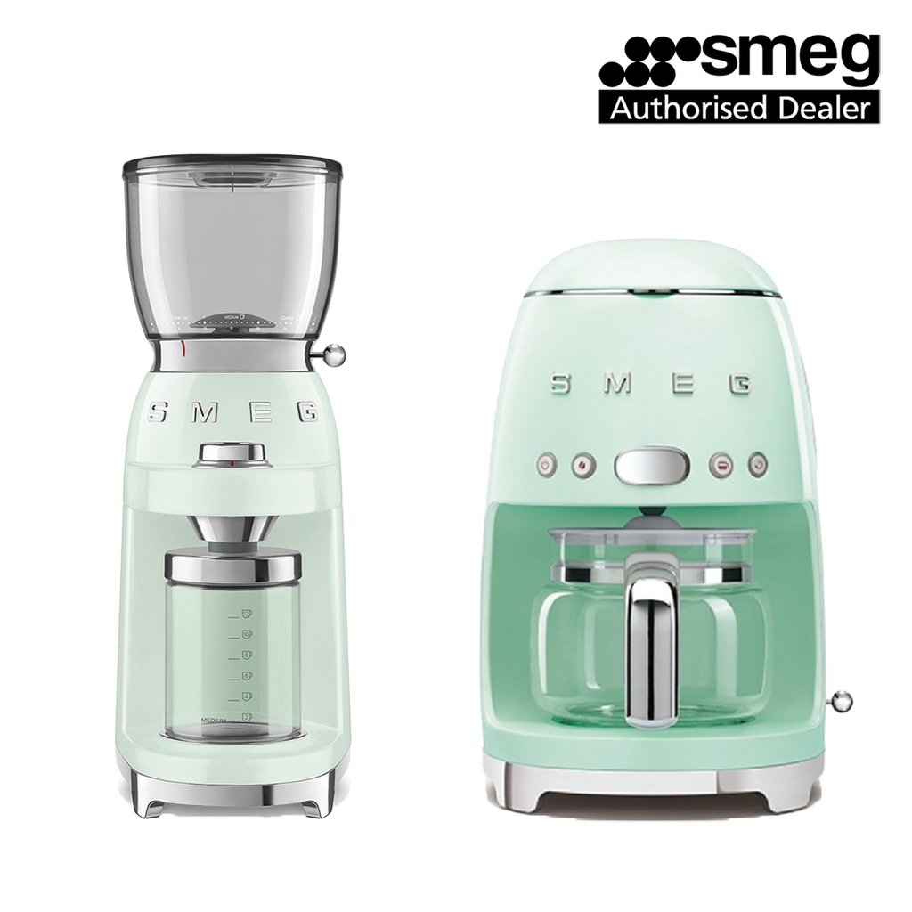 Smeg Coffee Grinder CGF01PGUK & Drip Coffee Machine DCF02PGUK (Pastel