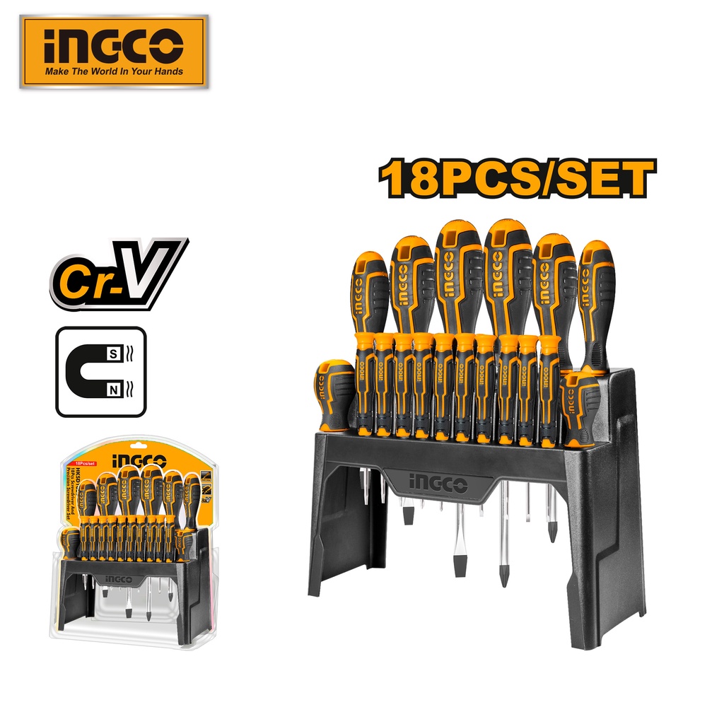 INGCO Tools Kit 18 PCS Screwdriver and Precision Screwdriver Set