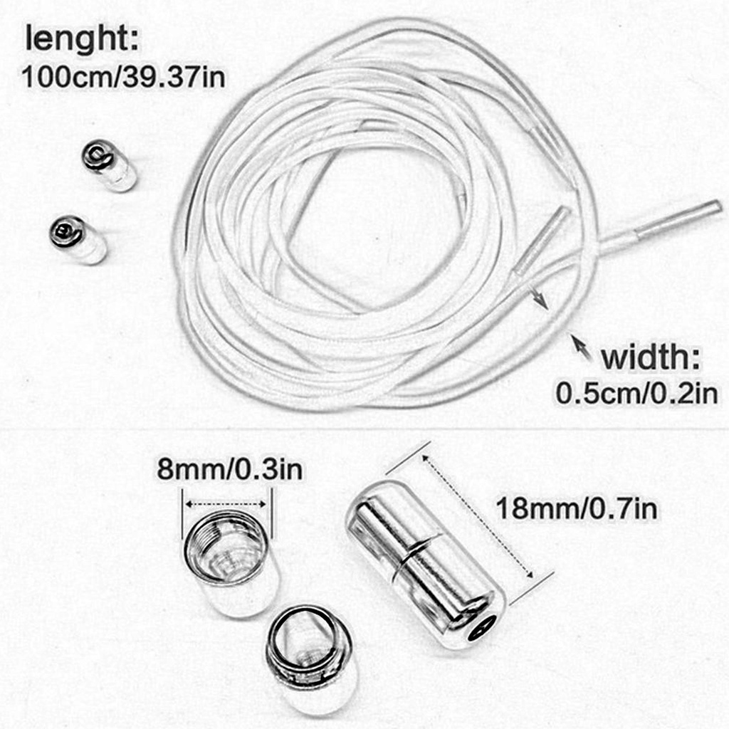 Semicircle No Tie Shoelaces Elastic Shoe laces Sneakers shoelace Metal Lock Lazy Laces for Kids and Adult One size fits all shoe