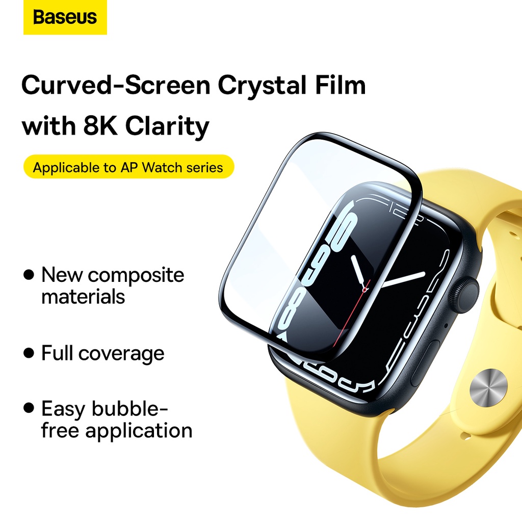 Baseus Full-coverage Curved-screen Crystal Tempered Glass Film for Apple Watch 4/5/6/SE 7SE Watch HD touch resistant surface film