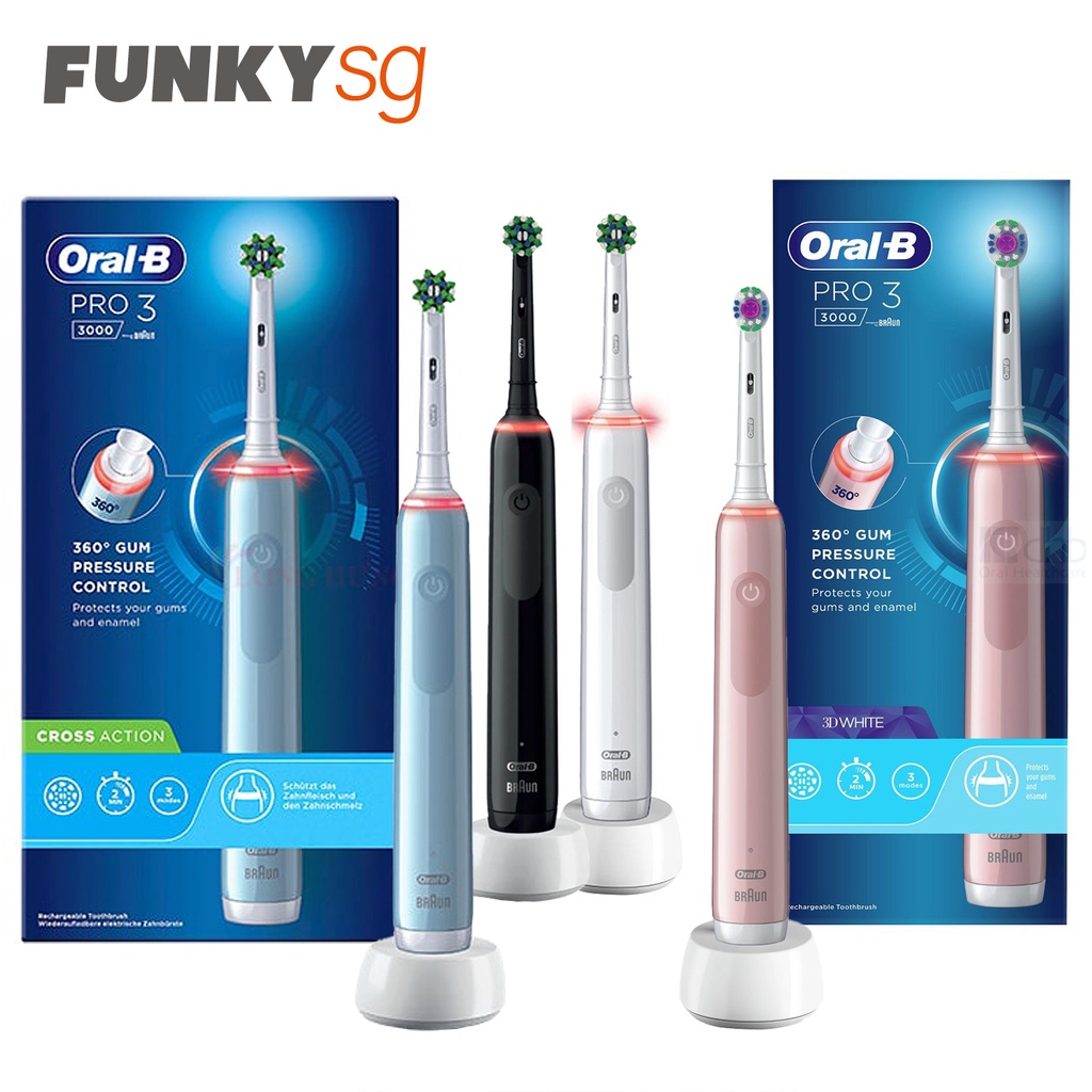 Oral B Pro 3 3000 Cross Action or 3D White with 3 Modes Electric
