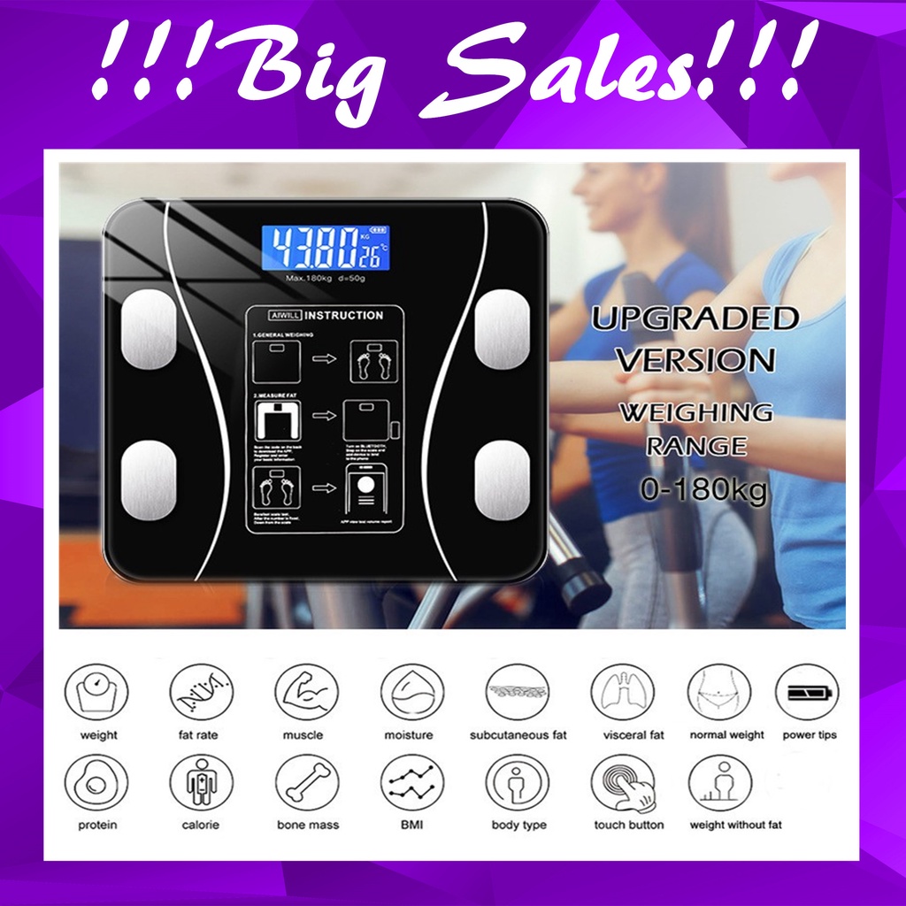 Digital Bluetooth Body Fat BMI Scale Weighing Scale Rechargeable Smart