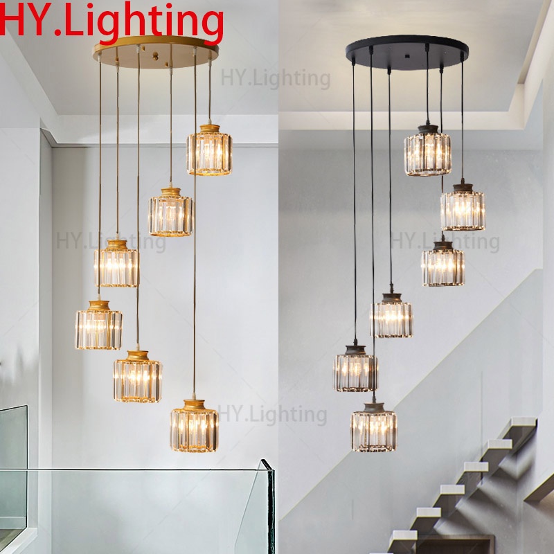 Living Room Lamp Crystal Chandelier Dining Room Light High Ceiling light Stair Long Chandelier