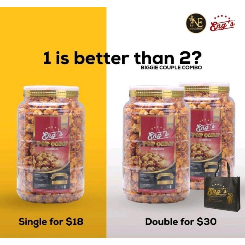 (INSTOCK HALAL)Engs Popcorn Fully coated Caramel BIGIE 650 GRAMS