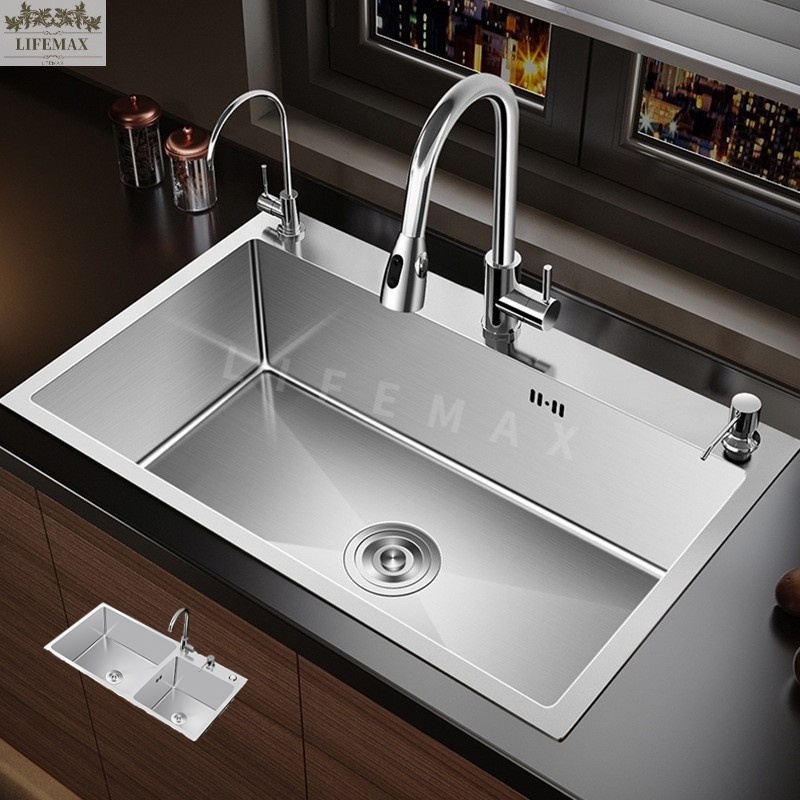 [SG Seller]Kitchen Nano Sink Single Sink 304 Stainless Steel Household ...