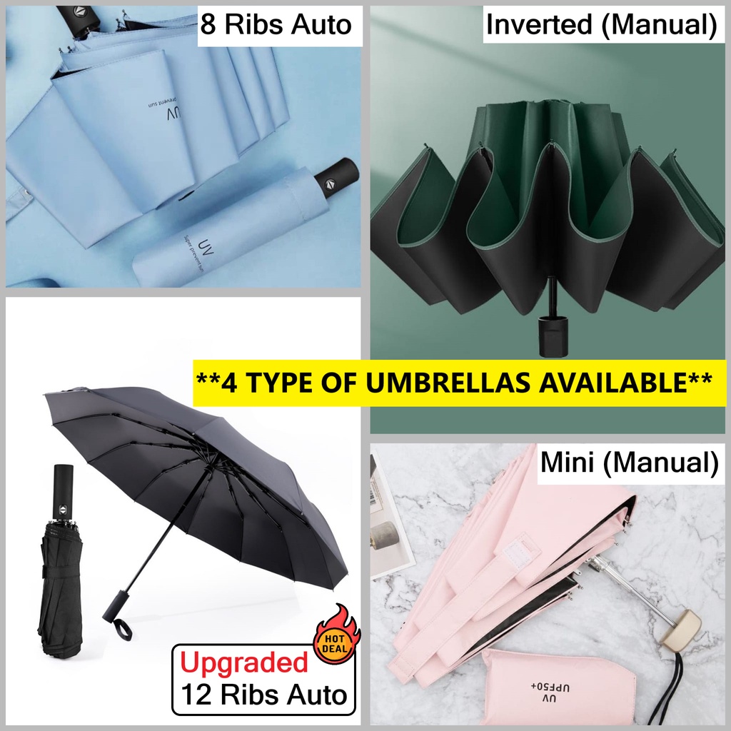 Automatic Manual Inverted Mini Foldable AntiUV Sun Umbrella Windproof