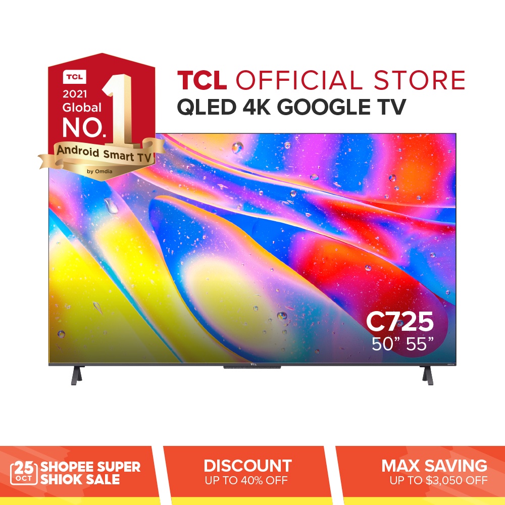 TCL C725 QLED 4K Google TV 50 inch Smart TV 4K TV Android TV