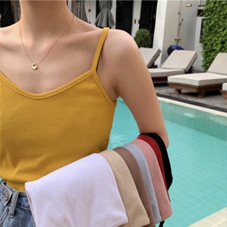 Ready Stock Women Sexy Summer Singlet Top Solid Color Spaghetti Strap Camisole