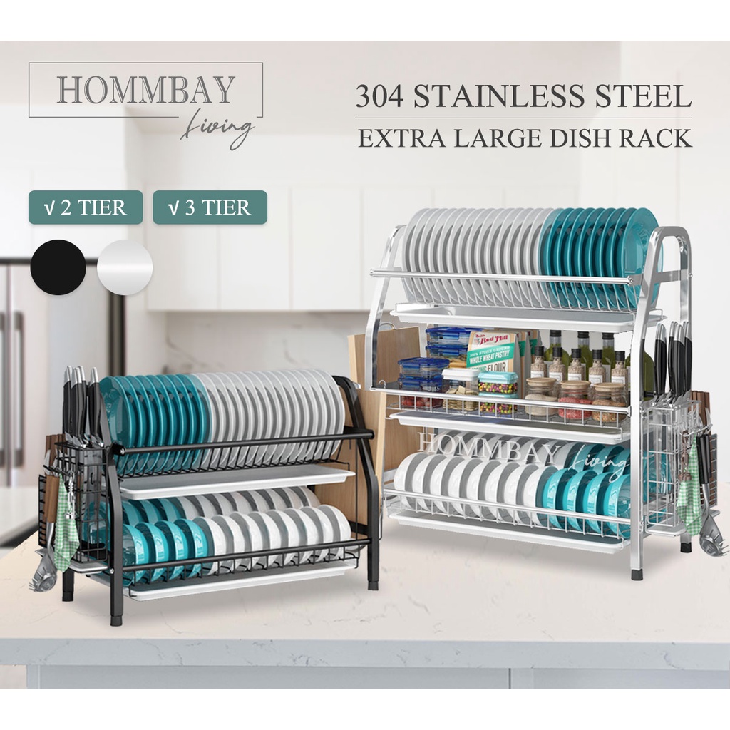 HOMMBAY Kitchen Dish Rack [ 304 Stainless Steel ] 2 and 3 Tier Kitchen