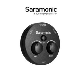 Saramonic AX1 Mini Mixer Audio Adapter 2-Channel 3.5mm Microphone Audio Mixer with TRS & TRRS Output Cables for Mirrorless Cameras Smartphones Computers Laptops